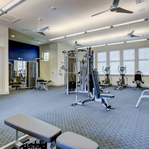 Fitness center with cardio machines and strength training equipment
