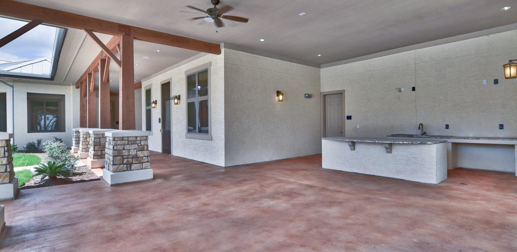 Outdoor kitchen and patio area