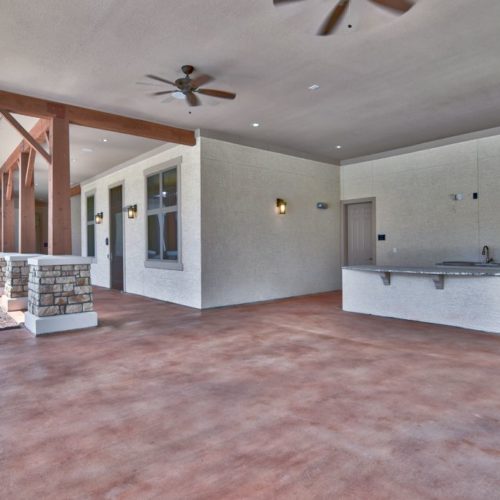 Outdoor kitchen and patio area